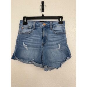 Kendall & Kylie Womens The Icon Short Denim Distressed Cuffed‎ Blue Jean Shorts